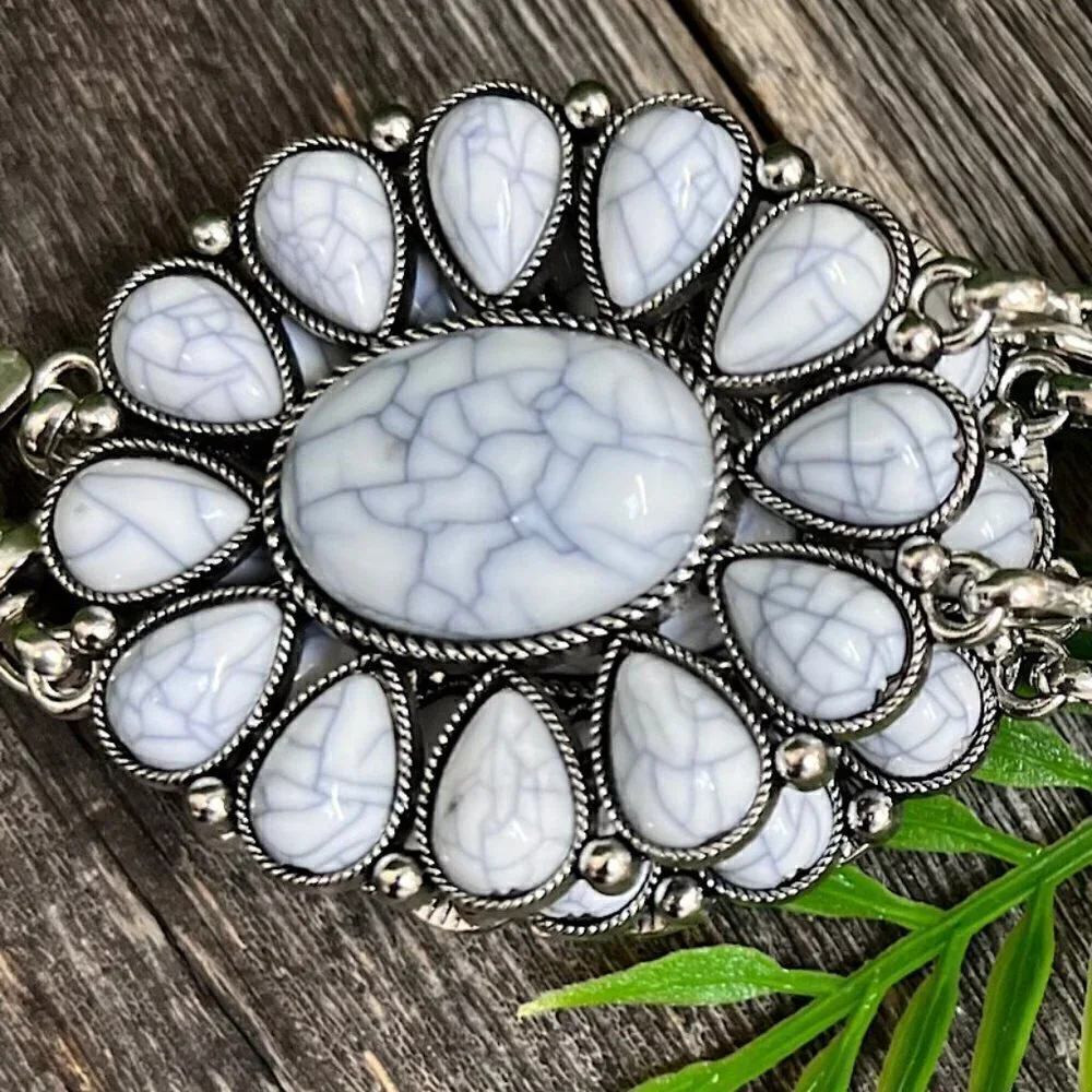 White Faux Marble Concho Belt Girls